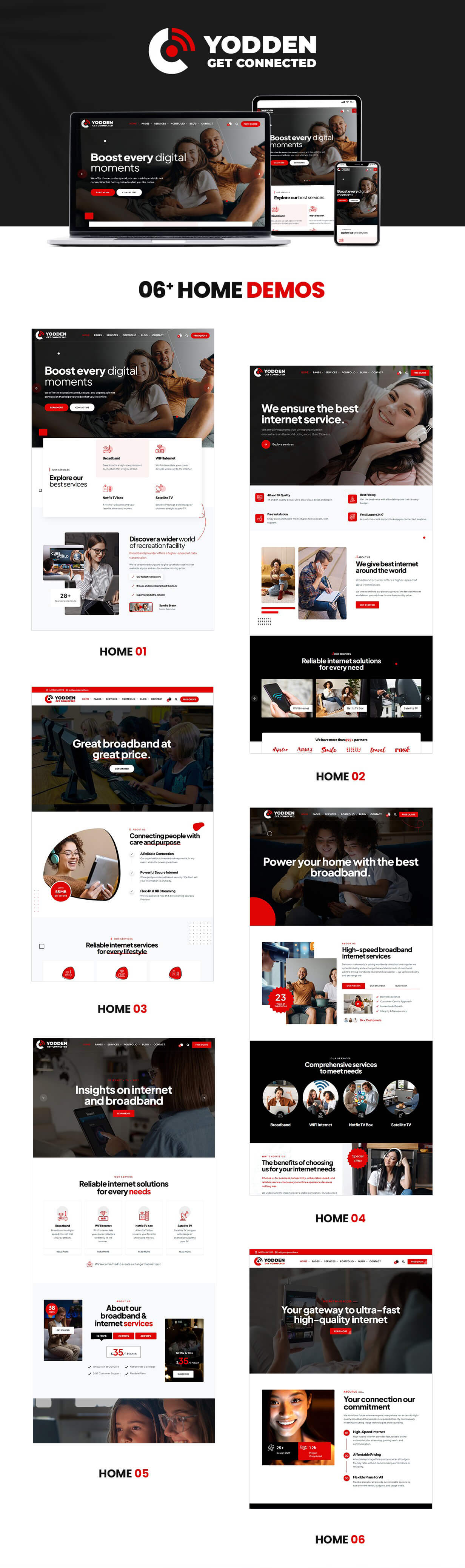 Yodden - Broadband & Internet Services WordPress Theme